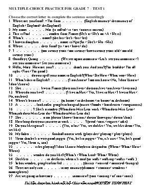 Multiple-choice practice for Grade 7  Test 1